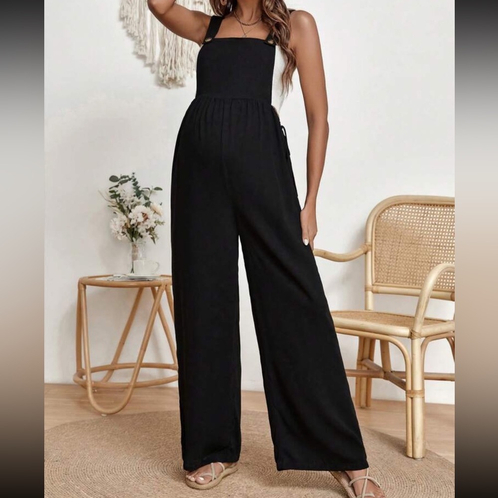 Maternity Shein Black Overalls Jumpsuit Size L Large